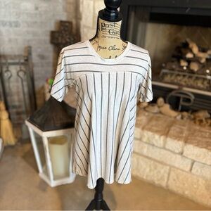 Hannah Black and White Striped Short Sleeve Tee